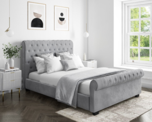 Luxurious upholstered sleigh bed frame