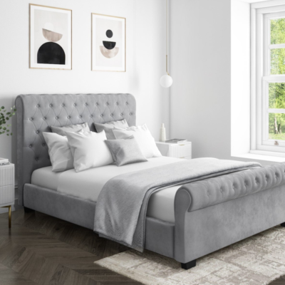 Luxurious upholstered sleigh bed frame