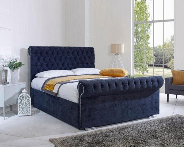 Space-saving Double Sleigh Beds With Gas Lifter