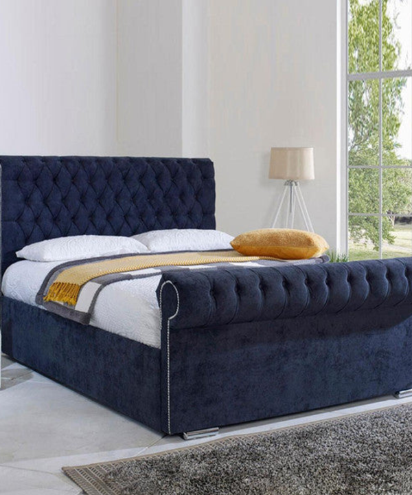 Space-saving Double Sleigh Beds With Gas Lifter
