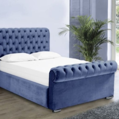 Modern Bedroom Sleigh Beds in blue color