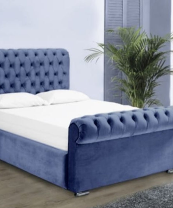 Modern Bedroom Sleigh Beds in blue color
