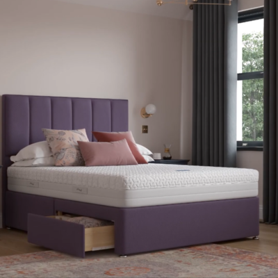 A double divan with drawers, mattress and headboard